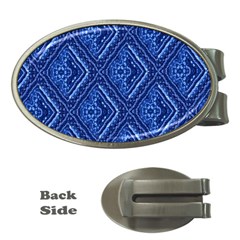 Blue Fractal Background Money Clips (oval)  by Simbadda