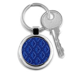 Blue Fractal Background Key Chains (round)  by Simbadda