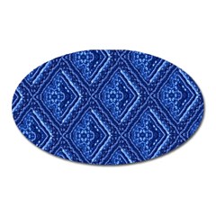 Blue Fractal Background Oval Magnet by Simbadda