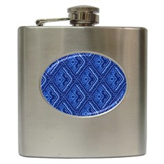 Blue Fractal Background Hip Flask (6 Oz) by Simbadda