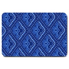 Blue Fractal Background Large Doormat  by Simbadda