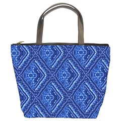 Blue Fractal Background Bucket Bags by Simbadda