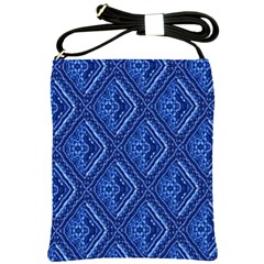 Blue Fractal Background Shoulder Sling Bags by Simbadda