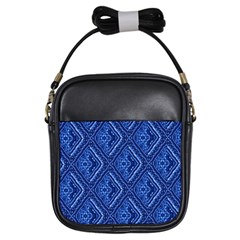 Blue Fractal Background Girls Sling Bags by Simbadda