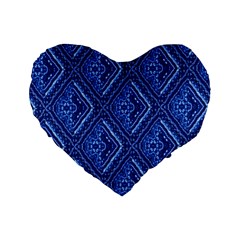 Blue Fractal Background Standard 16  Premium Heart Shape Cushions by Simbadda