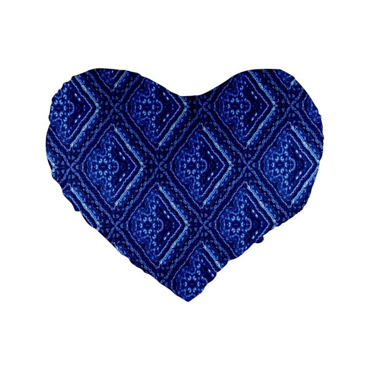 Blue Fractal Background Standard 16  Premium Heart Shape Cushions