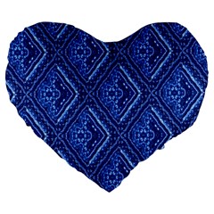 Blue Fractal Background Large 19  Premium Heart Shape Cushions