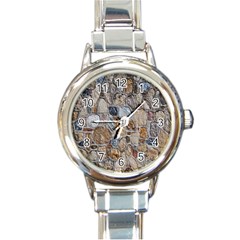 Multi Color Stones Wall Texture Round Italian Charm Watch by Simbadda