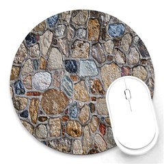 Multi Color Stones Wall Texture Round Mousepads by Simbadda