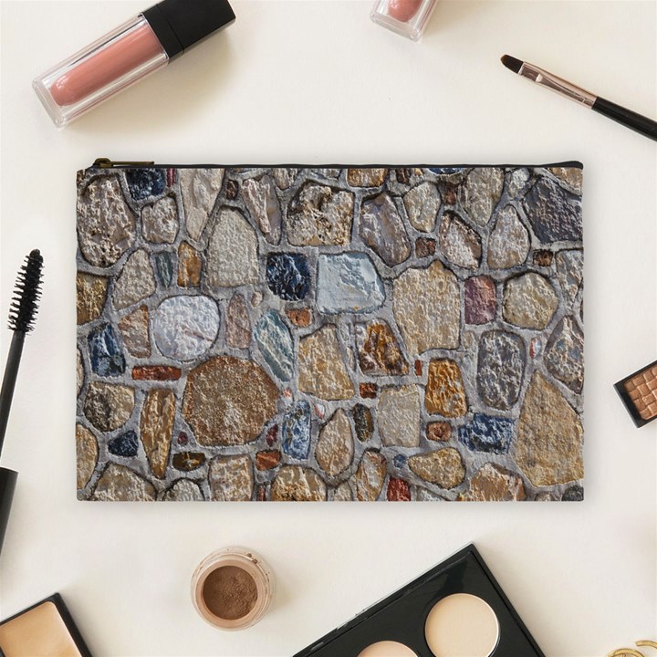 Multi Color Stones Wall Texture Cosmetic Bag (Large) 