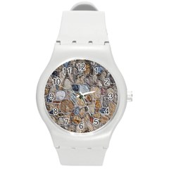 Multi Color Stones Wall Texture Round Plastic Sport Watch (m) by Simbadda