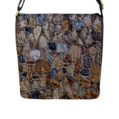 Multi Color Stones Wall Texture Flap Messenger Bag (l)  by Simbadda