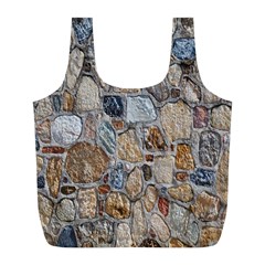 Multi Color Stones Wall Texture Full Print Recycle Bags (l)  by Simbadda