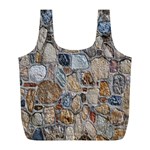 Multi Color Stones Wall Texture Full Print Recycle Bags (L)  Back