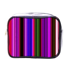 Fun Striped Background Design Pattern Mini Toiletries Bags by Simbadda