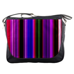 Fun Striped Background Design Pattern Messenger Bags by Simbadda