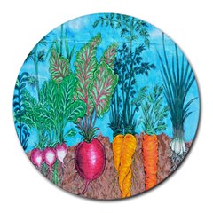 Mural Displaying Array Of Garden Vegetables Round Mousepads by Simbadda