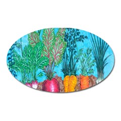 Mural Displaying Array Of Garden Vegetables Oval Magnet by Simbadda