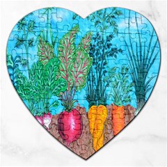 Mural Displaying Array Of Garden Vegetables Jigsaw Puzzle (heart) by Simbadda