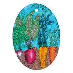 Mural Displaying Array Of Garden Vegetables Oval Ornament (two Sides) by Simbadda