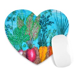 Mural Displaying Array Of Garden Vegetables Heart Mousepads by Simbadda