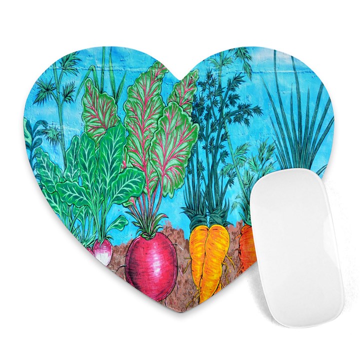 Mural Displaying Array Of Garden Vegetables Heart Mousepads