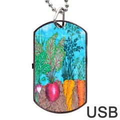 Mural Displaying Array Of Garden Vegetables Dog Tag Usb Flash (one Side) by Simbadda