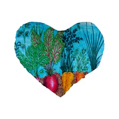 Mural Displaying Array Of Garden Vegetables Standard 16  Premium Heart Shape Cushions by Simbadda