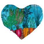 Mural Displaying Array Of Garden Vegetables Large 19  Premium Heart Shape Cushions Back