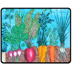 Mural Displaying Array Of Garden Vegetables Double Sided Fleece Blanket (medium)  by Simbadda