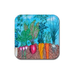 Mural Displaying Array Of Garden Vegetables Rubber Coaster (square)  by Simbadda