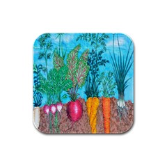 Mural Displaying Array Of Garden Vegetables Rubber Square Coaster (4 Pack)  by Simbadda