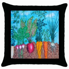 Mural Displaying Array Of Garden Vegetables Throw Pillow Case (black) by Simbadda