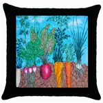 Mural Displaying Array Of Garden Vegetables Throw Pillow Case (Black) Front