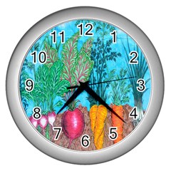 Mural Displaying Array Of Garden Vegetables Wall Clocks (silver)  by Simbadda