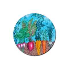 Mural Displaying Array Of Garden Vegetables Rubber Coaster (round)  by Simbadda