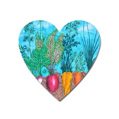 Mural Displaying Array Of Garden Vegetables Heart Magnet by Simbadda