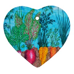 Mural Displaying Array Of Garden Vegetables Heart Ornament (two Sides) by Simbadda