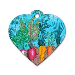 Mural Displaying Array Of Garden Vegetables Dog Tag Heart (one Side) by Simbadda