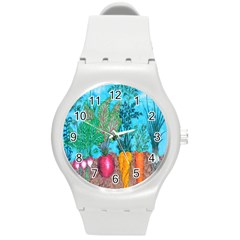 Mural Displaying Array Of Garden Vegetables Round Plastic Sport Watch (m) by Simbadda