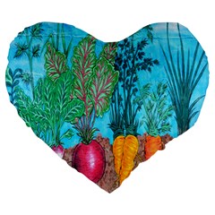 Mural Displaying Array Of Garden Vegetables Large 19  Premium Heart Shape Cushions