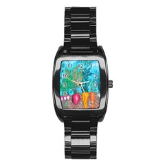 Mural Displaying Array Of Garden Vegetables Stainless Steel Barrel Watch by Simbadda