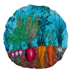 Mural Displaying Array Of Garden Vegetables Large 18  Premium Flano Round Cushions by Simbadda