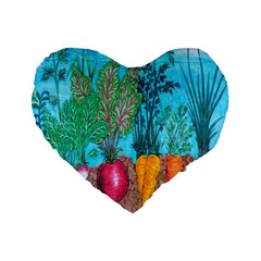 Mural Displaying Array Of Garden Vegetables Standard 16  Premium Flano Heart Shape Cushions by Simbadda