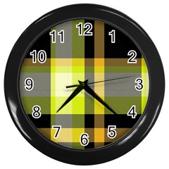 Tartan Pattern Background Fabric Design Wall Clocks (black) by Simbadda