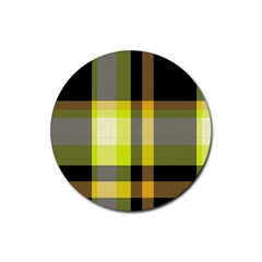 Tartan Pattern Background Fabric Design Rubber Coaster (round)  by Simbadda