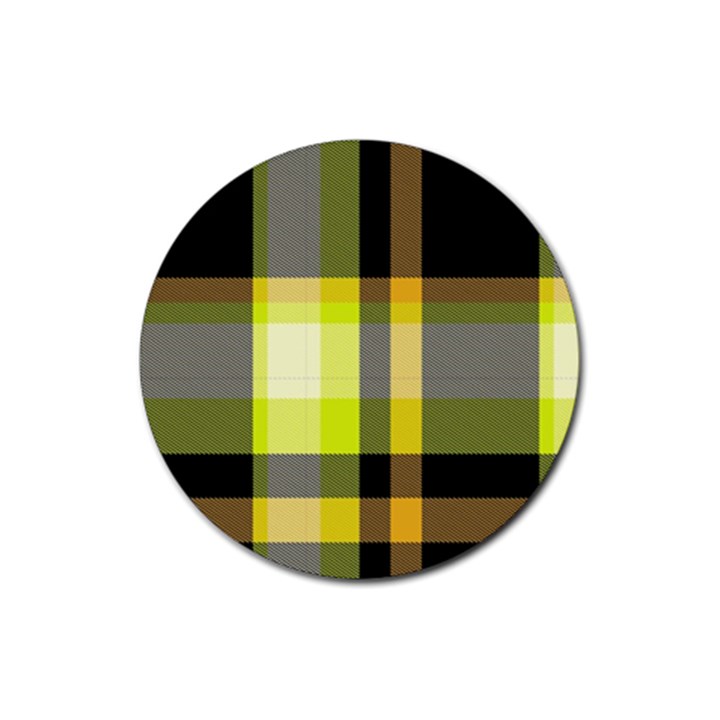 Tartan Pattern Background Fabric Design Rubber Round Coaster (4 pack) 