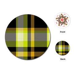 Tartan Pattern Background Fabric Design Playing Cards (round)  by Simbadda