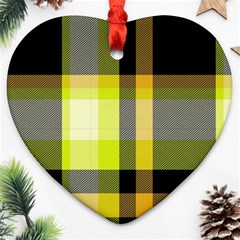 Tartan Pattern Background Fabric Design Heart Ornament (two Sides) by Simbadda