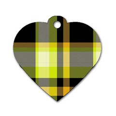 Tartan Pattern Background Fabric Design Dog Tag Heart (one Side) by Simbadda